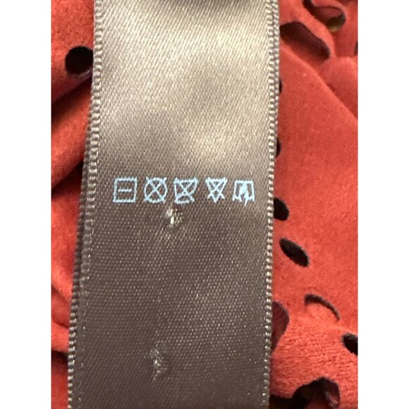 CCC Bohemian Cut Rust Red Laser Fringe Shawl 65 inch Shoulder Sheer Lightweight - Picture 6 of 8